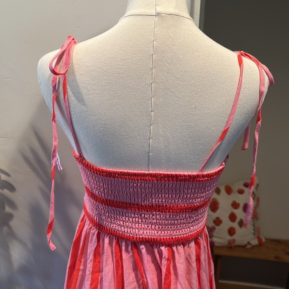 Flying Tomato Pink and Coral Striped Tie-Shoulder Maxi Dress - Picture 11 of 14